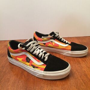 VANS Old School Pop Camo Black Orange US Men's 7.5 Women’s 9 Shoes